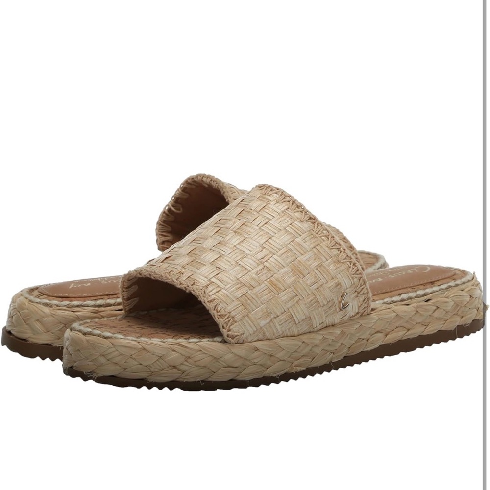 SAM EDELMAN WALLIS SLIDES - 8.5 - BLEACHED BEECHWOOD - LIKE NEW